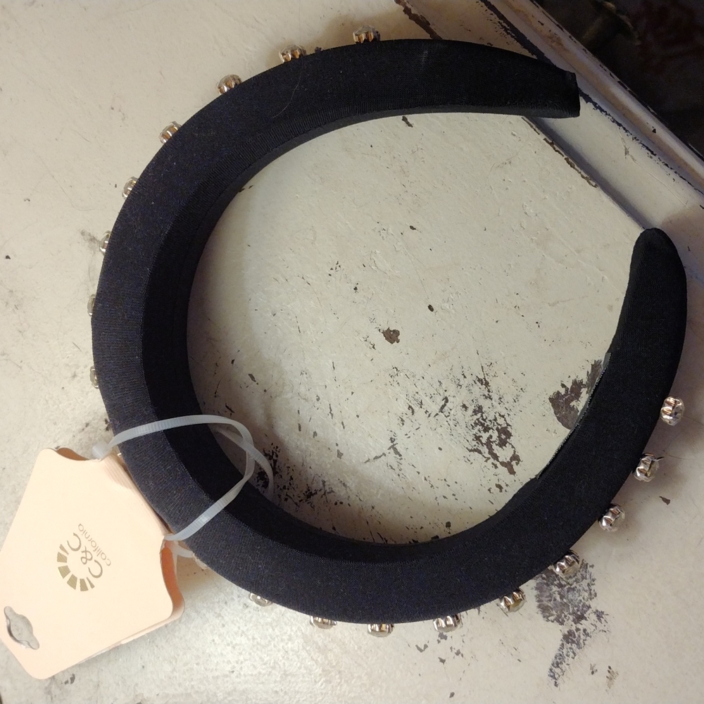 C&C Padded Headband Black with Rhinestones NWT